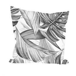 Cojin decorativo de ecocuero con diseño de hojas en gris