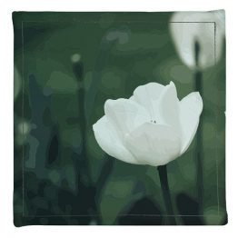 posavasos de ecocuero con diseño de flor blanca