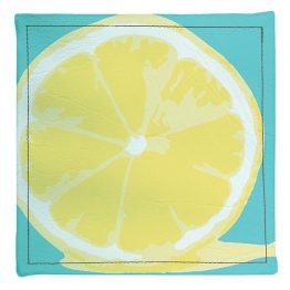 pack posavaso ecocuero con diseño de limón partido en fondo color calipso