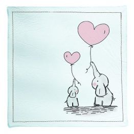 pack de posavasos de ecocuero con diseño ilustracion de elefantes con globos en forma de corazon