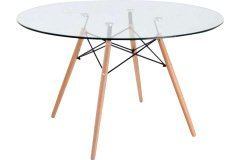 mesa de reuniones tipo eames cubierta de vidrio en arriendo para feria eventos etc