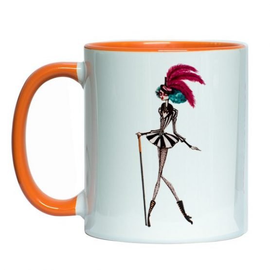 tazón de ceramica 11oz con estampado diseño dark circus presentadora de circo