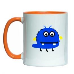 tazón de ceramica 11oz con estampado diseño monstruito color azul