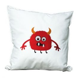 cojin de gabardina con estampado de monstruitos rogelio
