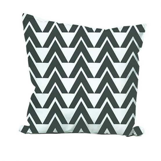 Cojin decorativo de ecocuero con diseño geometrico negro