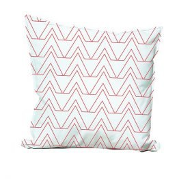 cojín decorativo ecocuero con diseño de trazo rojo