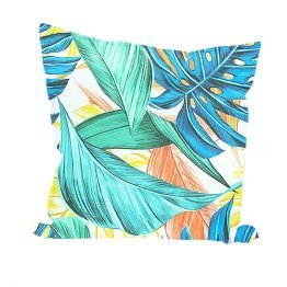 cojín decorativo de ecocuero con diseño de hojas de colores