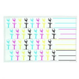 pack de individuales de ecocuero con diseño de bailarinas en colores CMYK