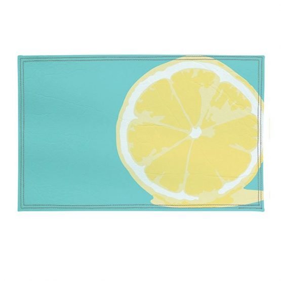 pack Individual de ecocuero con diseño de limón partido con fondo de color