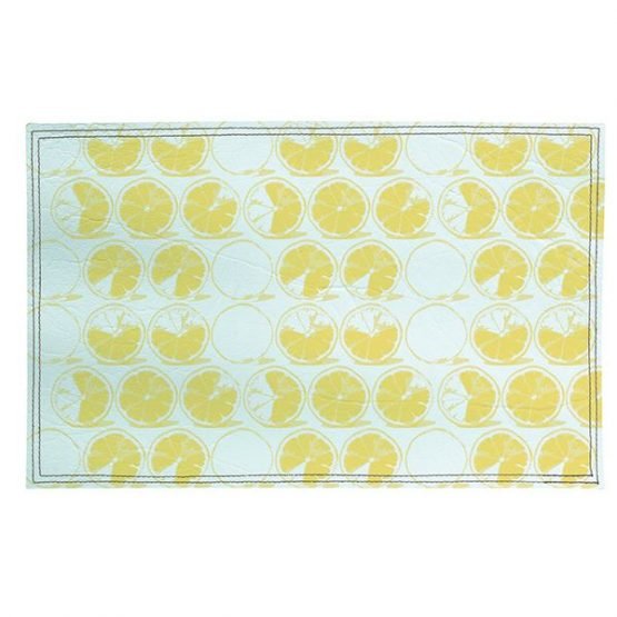pack individual de ecocuero con diseños de limones amarillos
