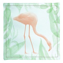 Pack de posavasos de ecocuero con diseño de flamenco con entorno de hojas verdes