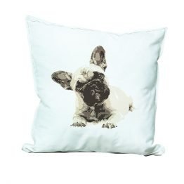 cojín de ecocuero decorativo con diseño de mascotas m2 perro pequeño recostado